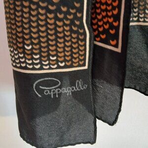 Vintage Women's Pappagallo Scarf Geometric Orange Brown Black
